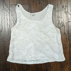 White Sequin Crop Top